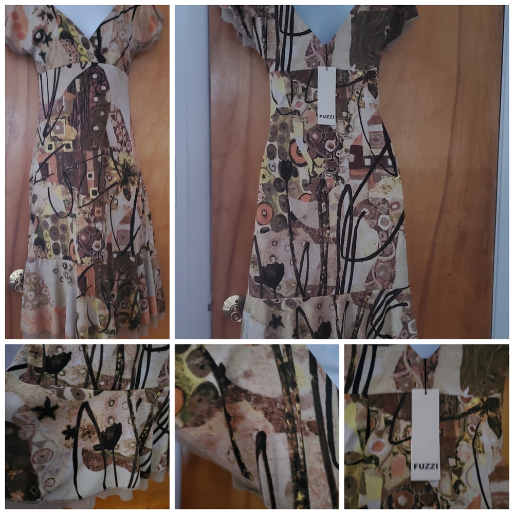Gorgeous FUZZI JEAN PAUL GAULTIER ARTSY PRINT DRES